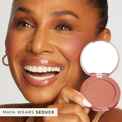 tarte seduce brush swatch demonstrating buildable pigment and soft application