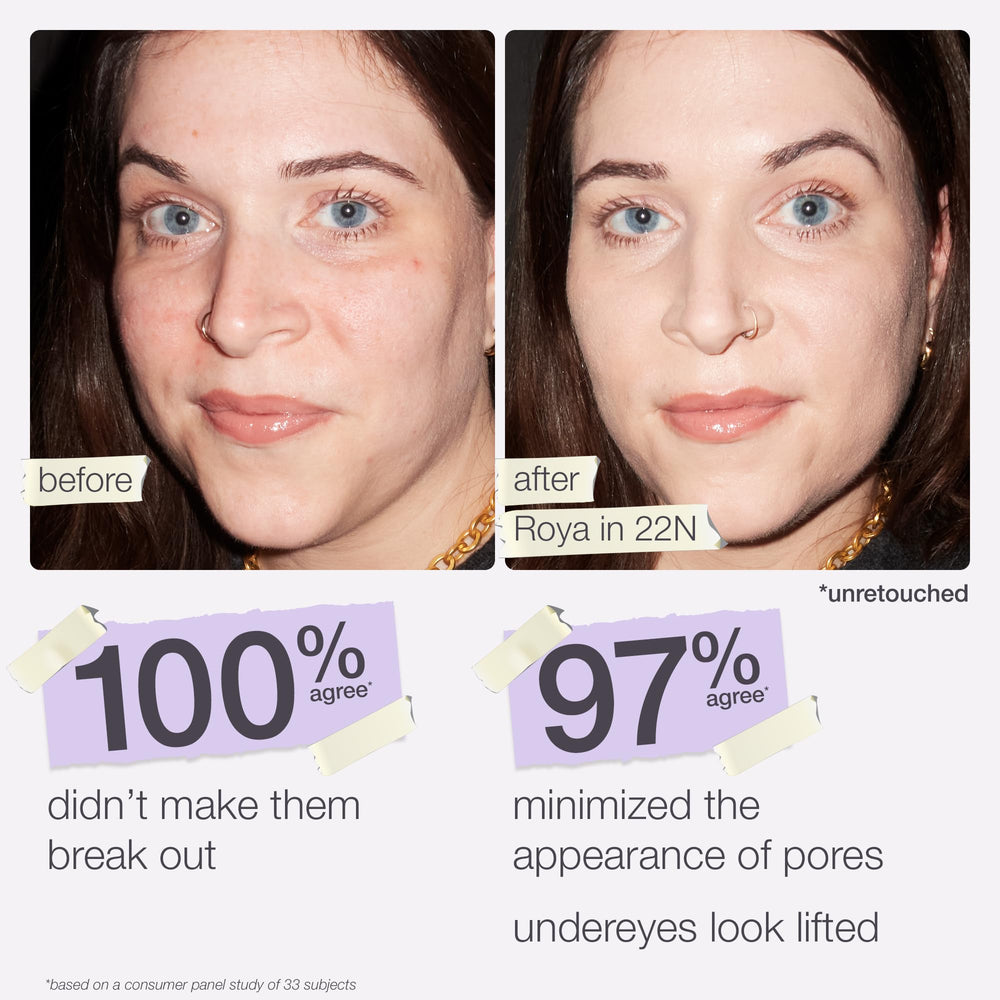 tarte split before and after image showing concealed dark circles and blurred pores