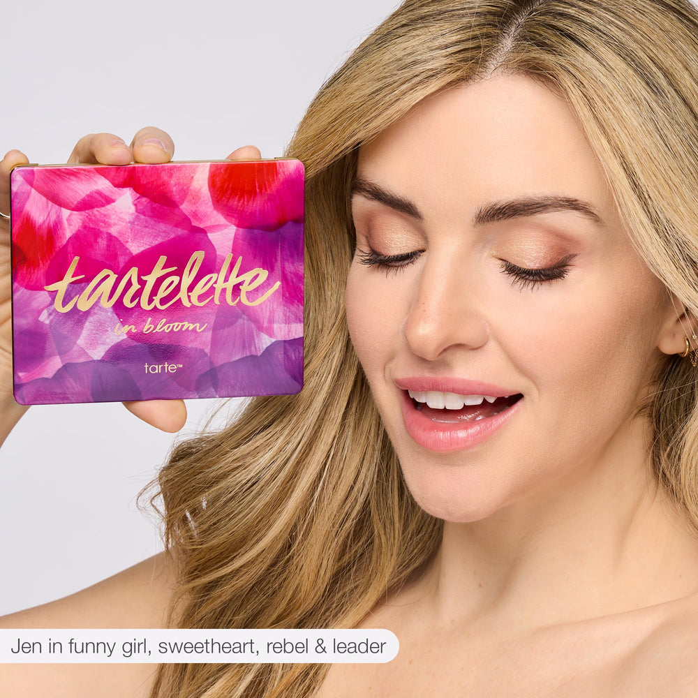 tarte tartelette in bloom held in hand to show compact travel-friendly size