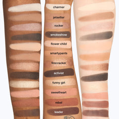 tarte tartelette in bloom swatches on arm displaying buildable pigmentation