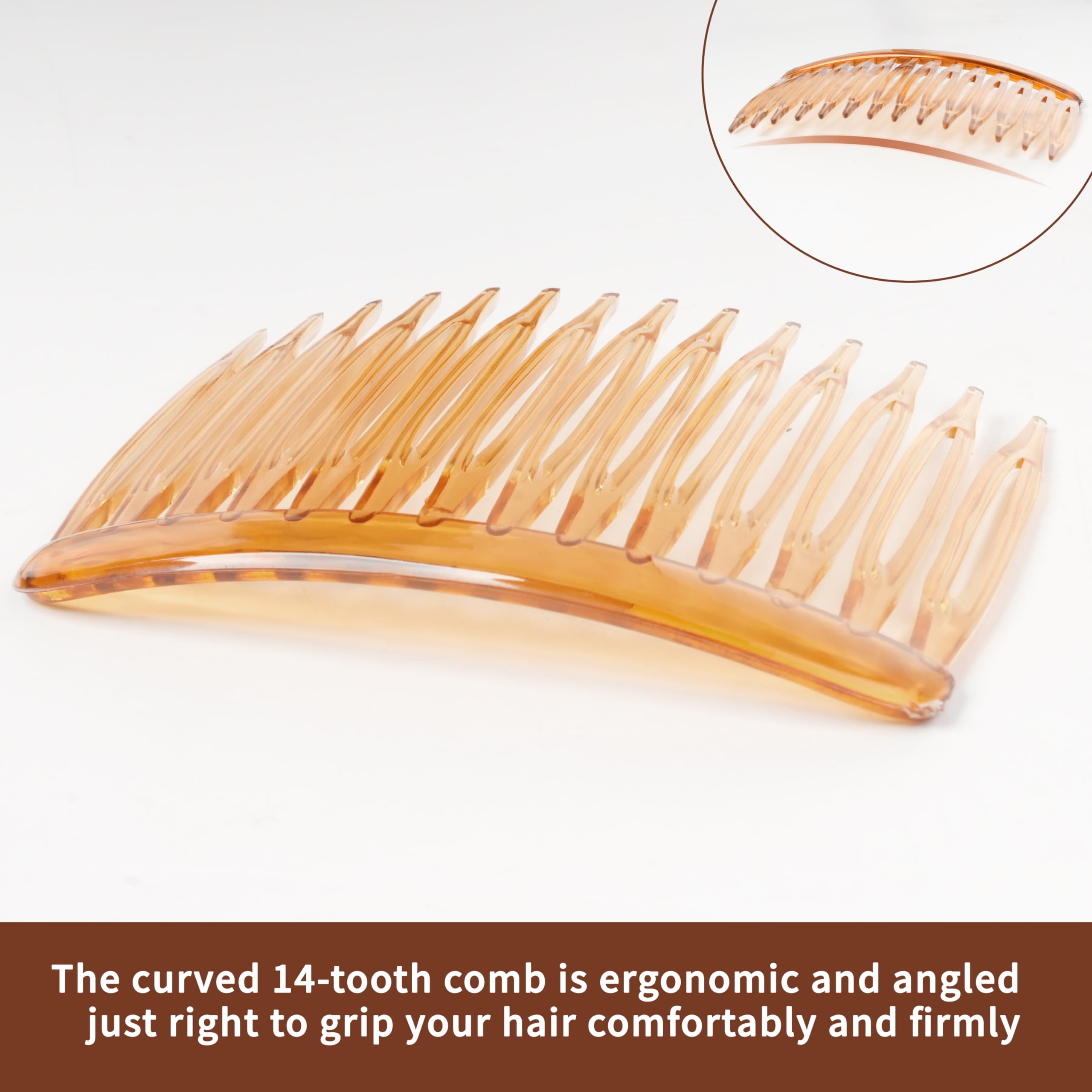TaShow side comb inserted into fine hair demonstrating secure hold without pulling