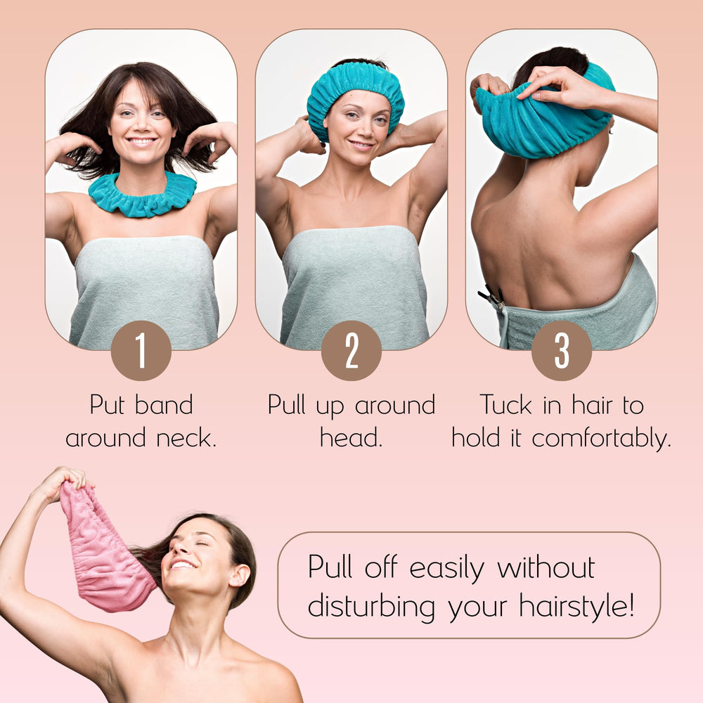 TASSI headband used during makeup removal protecting hair from products