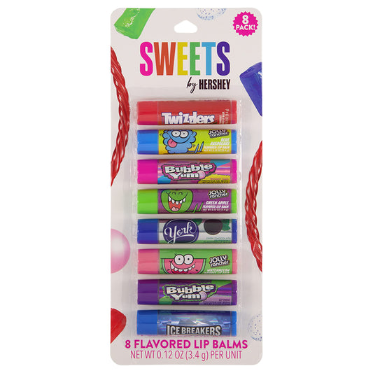 Taste Beauty Sweets by Hershey front packaging showing eight flavored balm tubes for easy selection and gifting