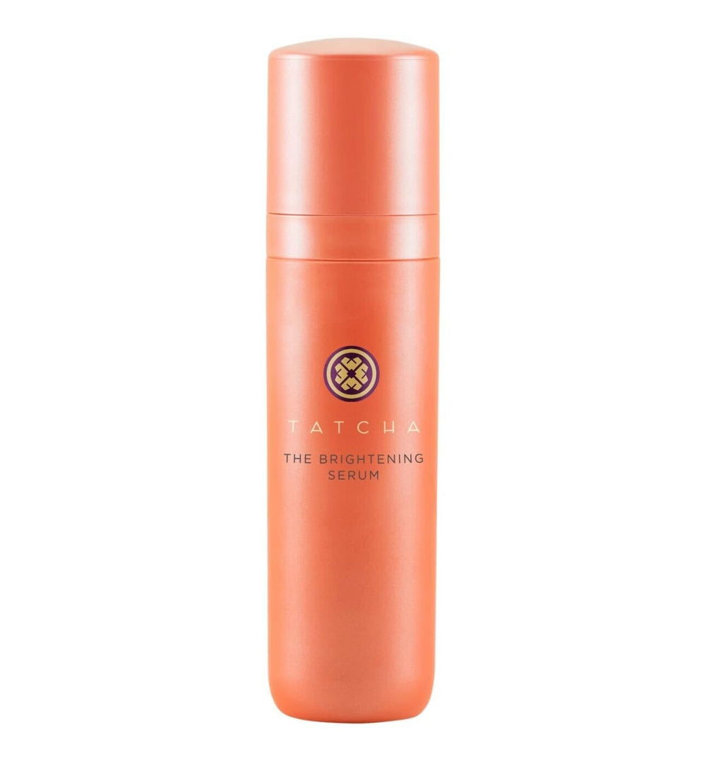 TATCHA Brightening Serum front bottle showing elegant packaging and product benefit