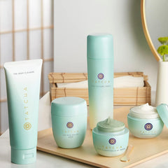 TATCHA 150 ml bottle beside travel-size for scale and portability advantage