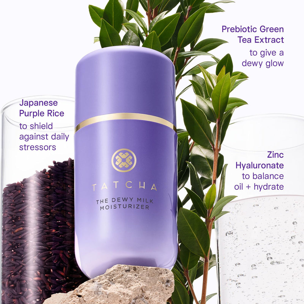 TATCHA dewy milk label close-up highlighting ingredients and formulation transparency