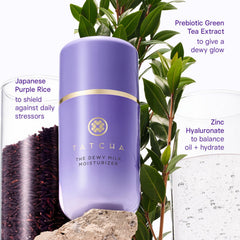 TATCHA dewy milk label close-up highlighting ingredients and formulation transparency