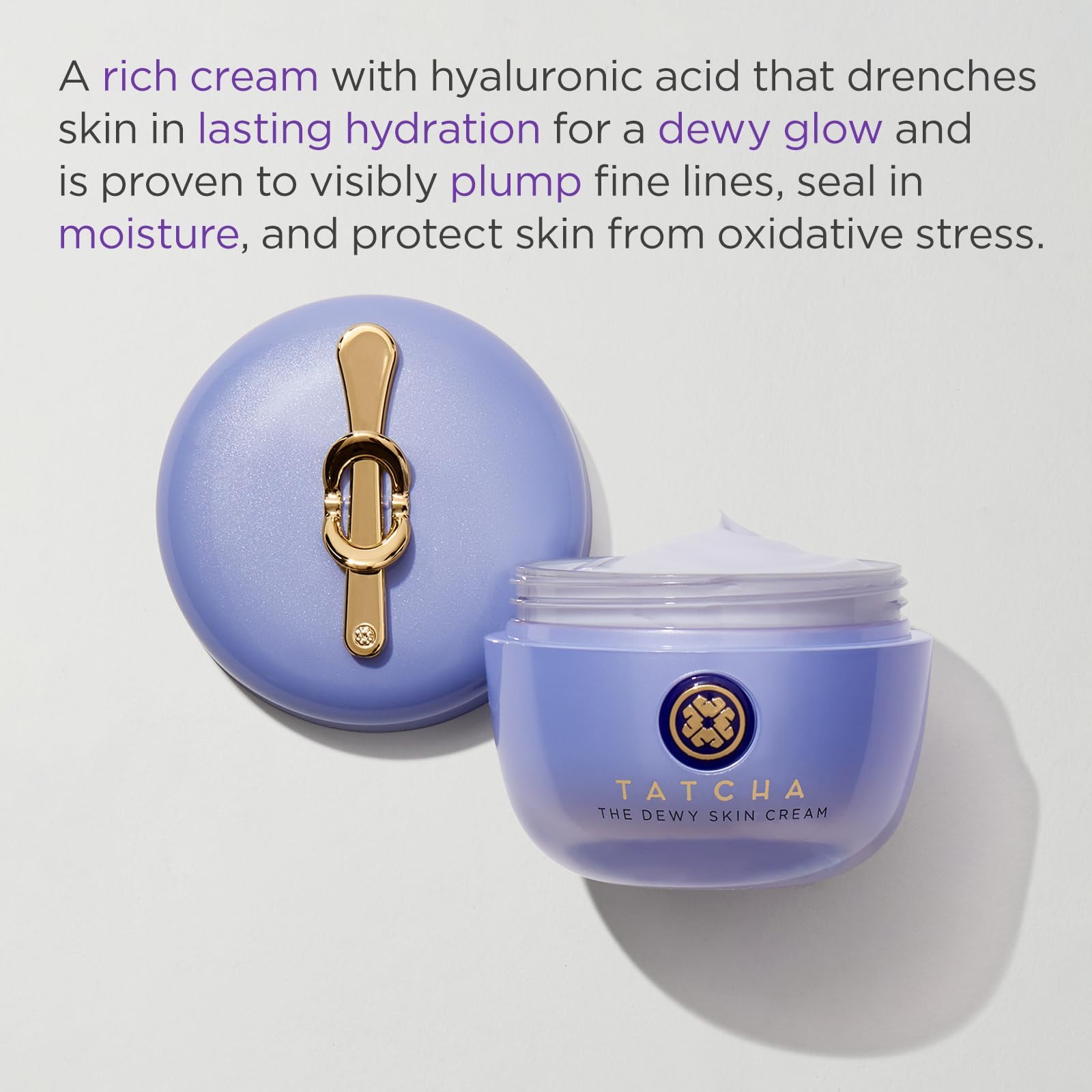 TATCHA open jar texture close-up highlighting silky dewy cream