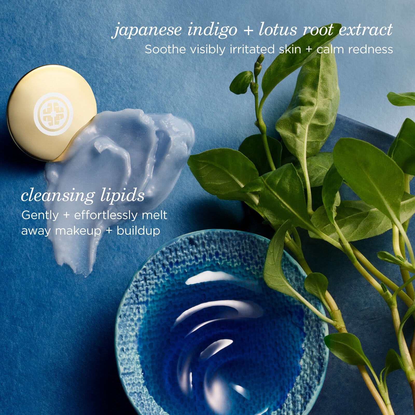 TATCHA balm being massaged onto face showing calm cleansing ritual