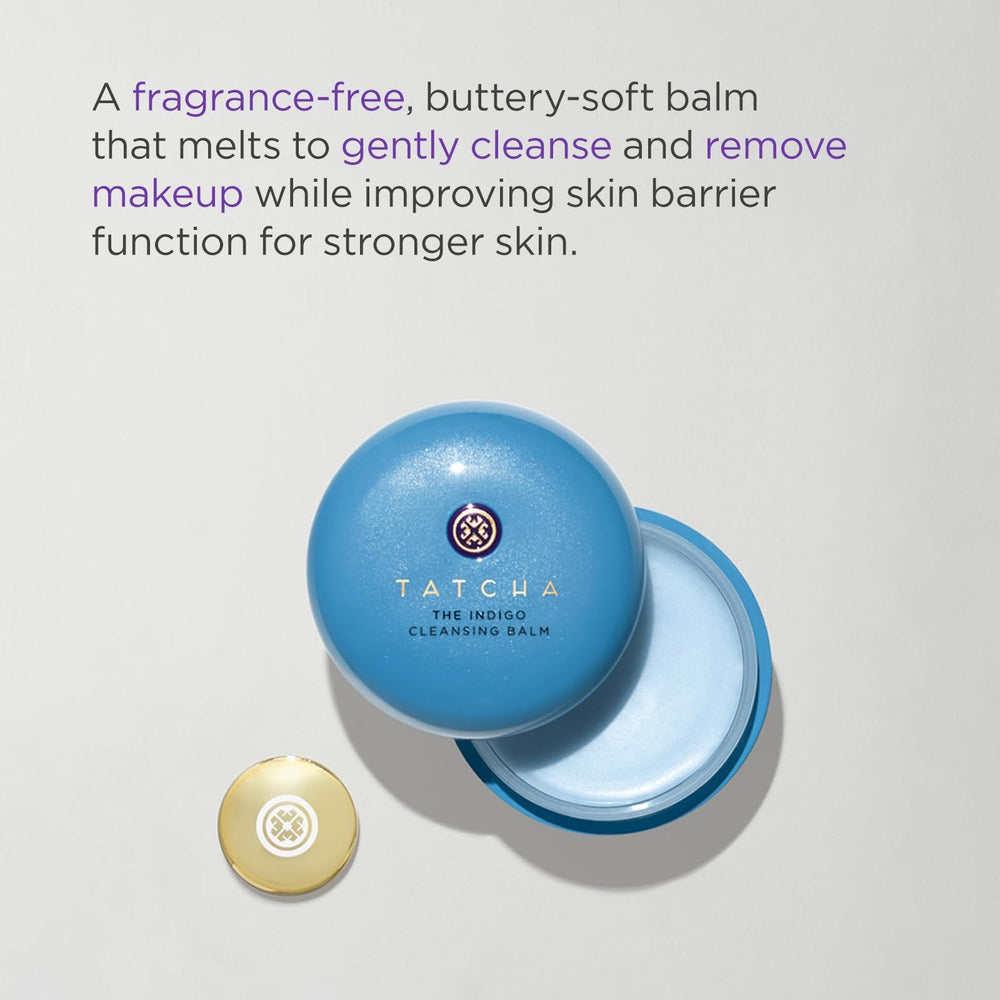 TATCHA open jar displaying buttery balm texture for gentle melting
