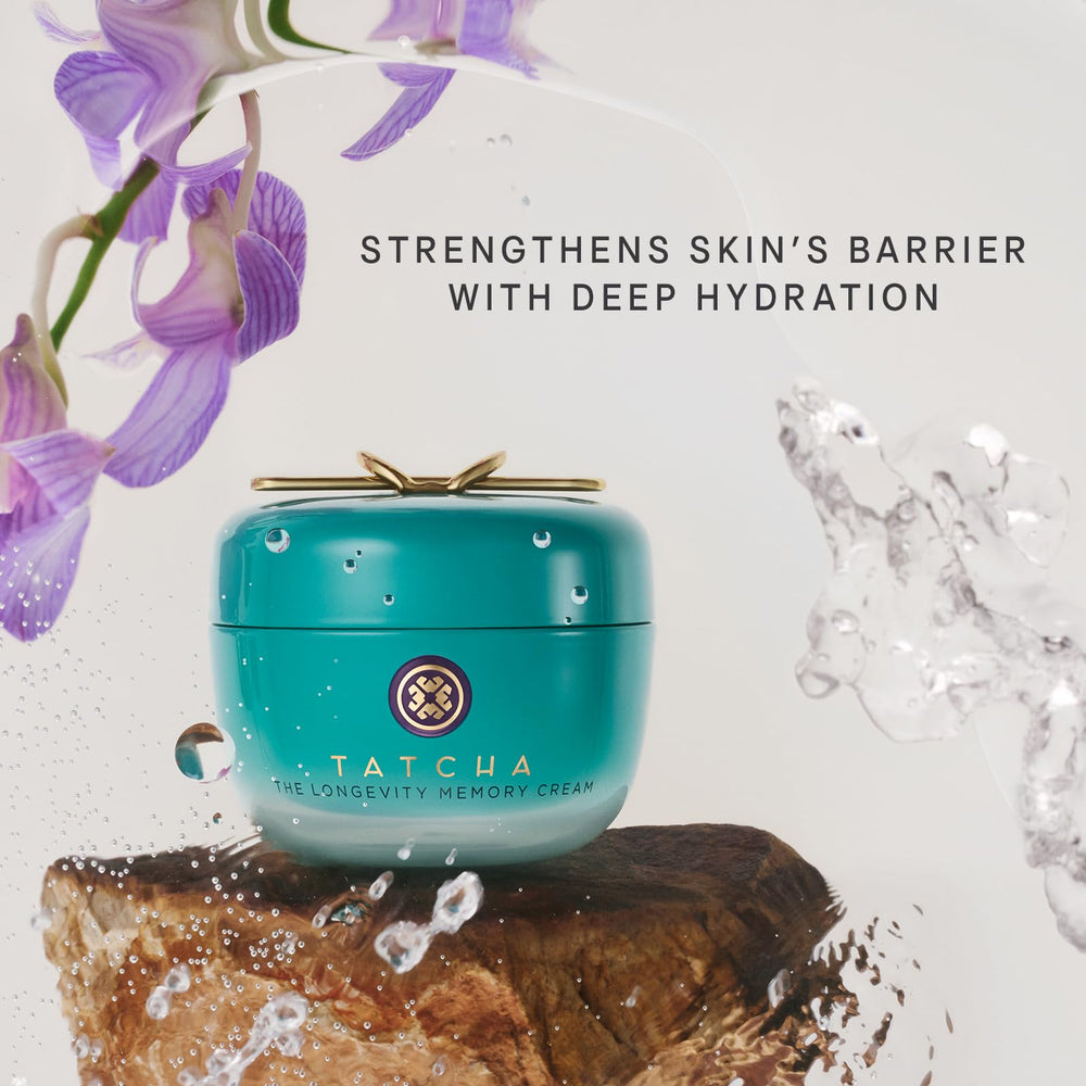 Product spread on hand demonstrating TATCHA cream’s quick absorption and immediate hydrated appearance