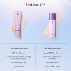 TATCHA packaging label close-up emphasizing SPF 50+ broad-spectrum information