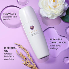 TATCHA bottle on bathroom vanity suggesting daily routine benefit
