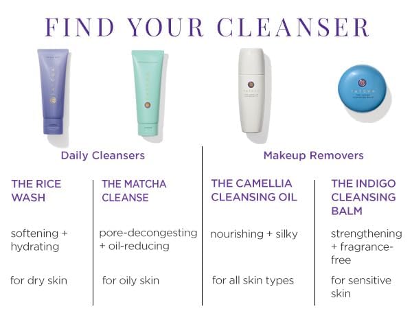 TATCHA bottle with towel and bowl conveying soothing ritual benefit