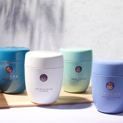 TATCHA product on bathroom counter in routine setting illustrating daily use benefits