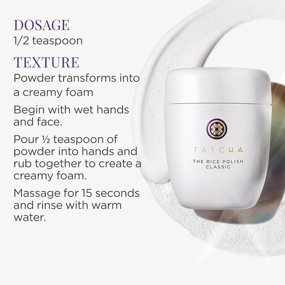 TATCHA open jar with scoop, displays convenient dosing and travel-friendly size