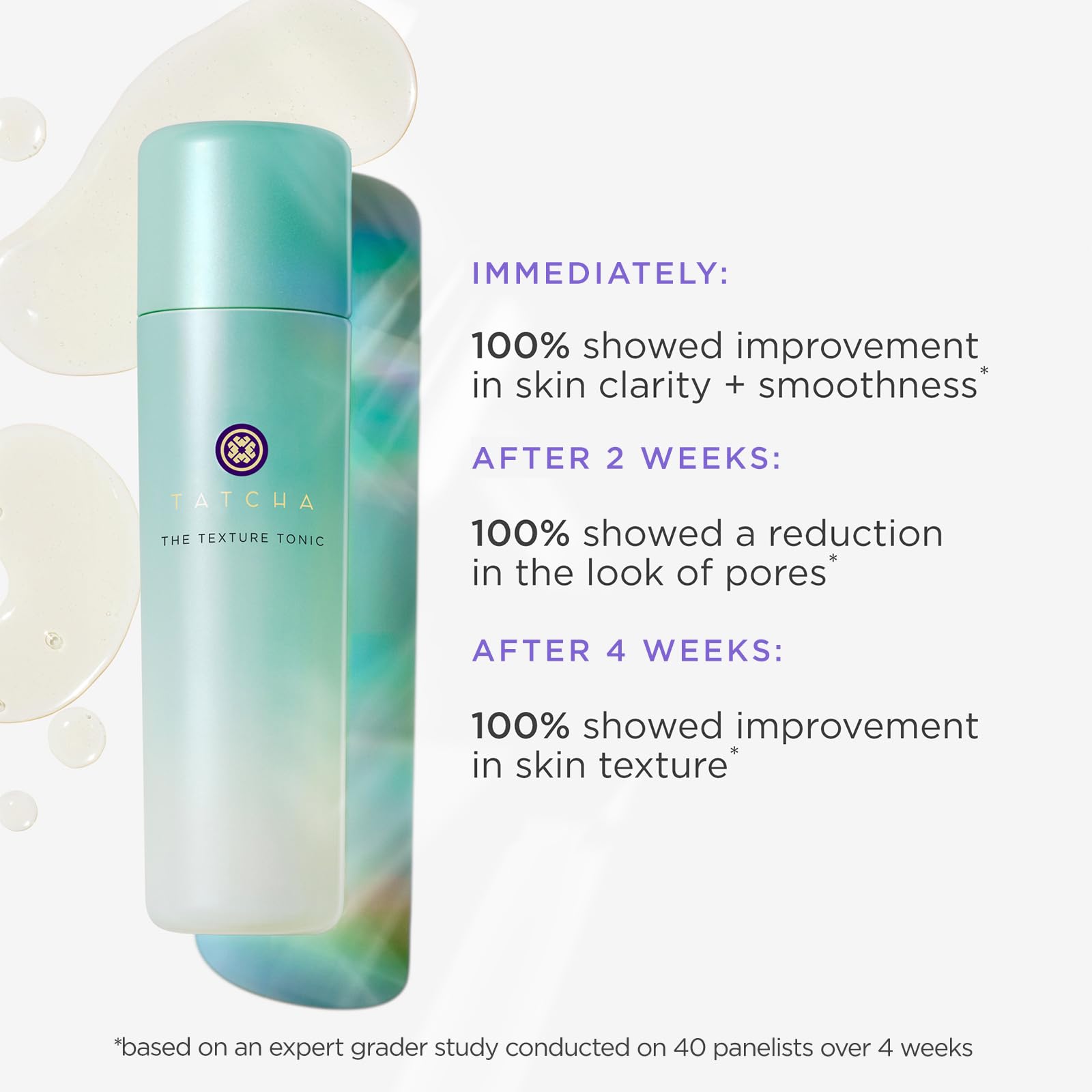 TATCHA liquid texture pouring to show lightweight exfoliant consistency