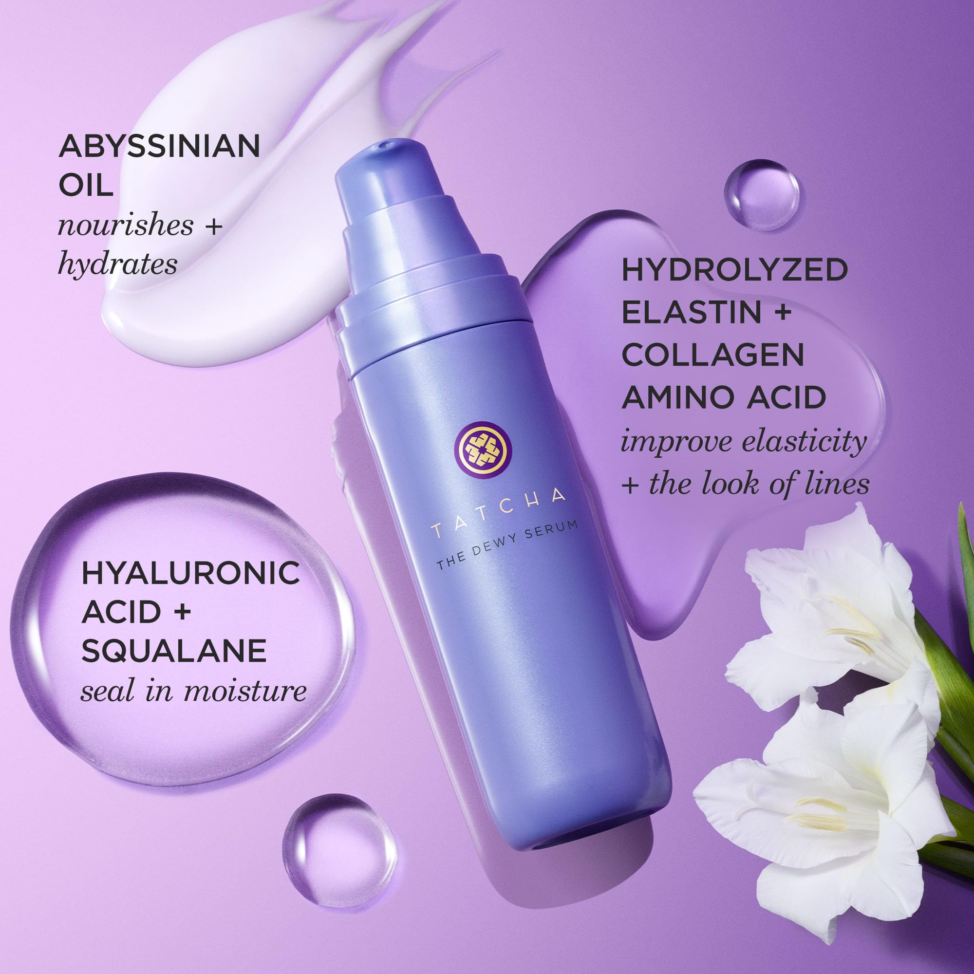 TATCHA Dewy Serum being applied to cheek showing instant plumping and glow