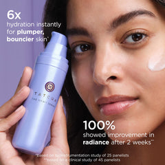 TATCHA Dewy Serum clear gel texture close-up illustrating lightweight hydration