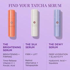 Tatcha The Silk Serum being applied to hand to show smoothing and hydration