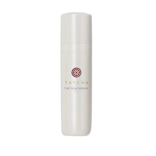 Tatcha The Silk Serum front bottle showing elegant packaging and premium finish