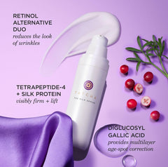 Tatcha The Silk Serum with cranberry extract highlighting upcycled botanical benefit
