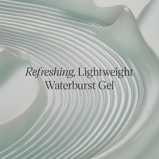 TATCHA open jar texture showing gel-cream and quick hydrating water-burst effect