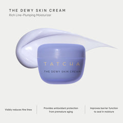 TATCHA Water Cream pump with cream showing lightweight, smoothing hydration
