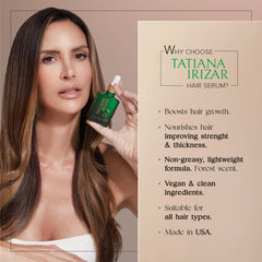 Tatiana Irizar serum applied to scalp with dropper demonstrating targeted nourishment