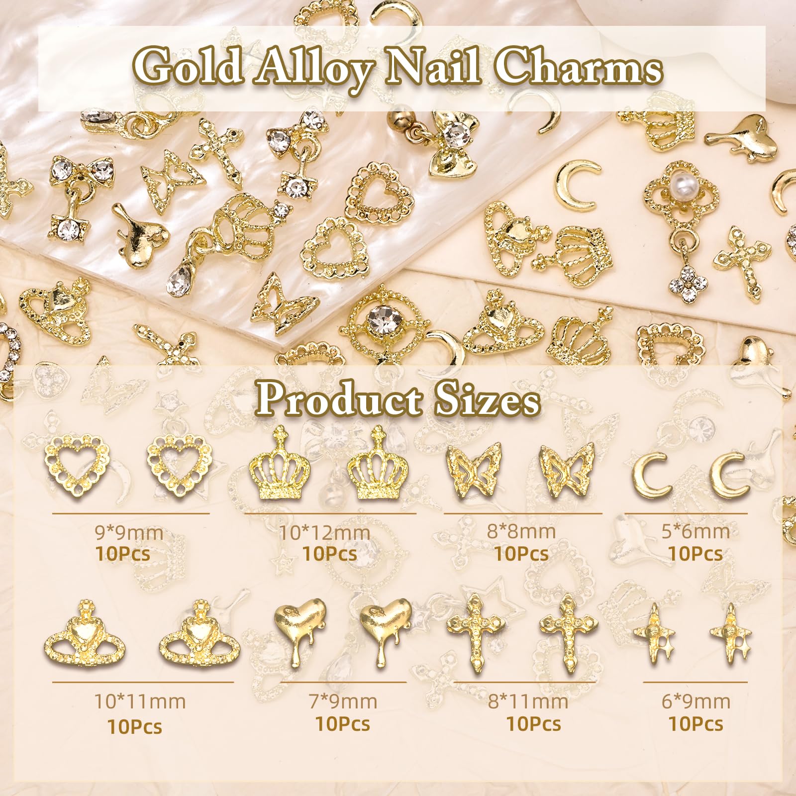Tatiwoo assortment of crown heart and butterfly alloy charms showing durable finish