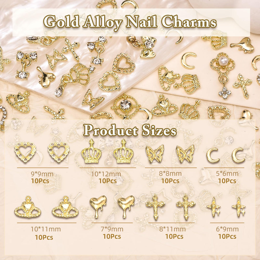 Tatiwoo assortment of crown heart and butterfly alloy charms showing durable finish