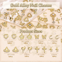 Tatiwoo assortment of crown heart and butterfly alloy charms showing durable finish