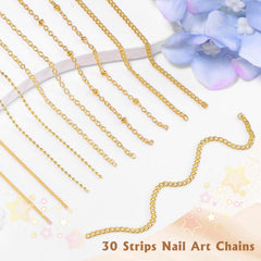 Tatiwoo chains applied on nail tip demonstrating instant glam effect