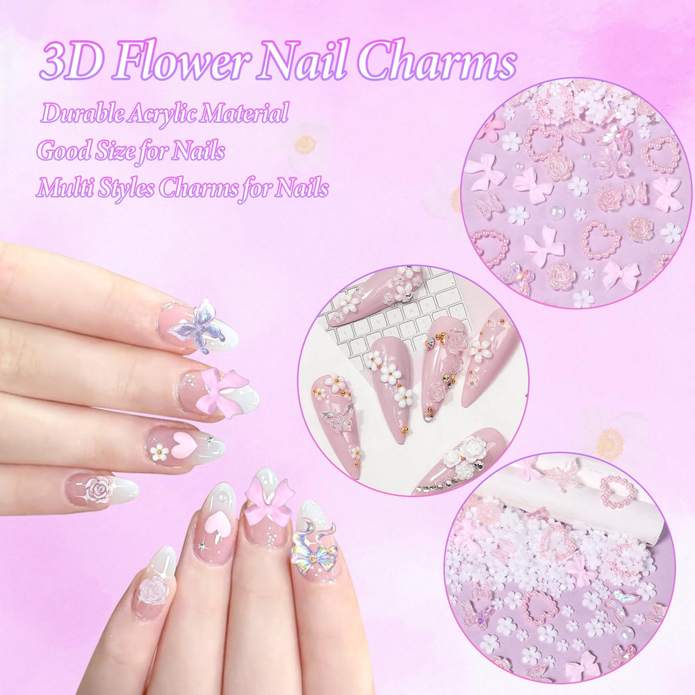 Tatiwoo charms applied on acrylic nails demonstrating professional finish