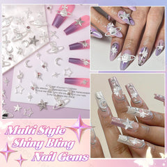 Tatiwoo silver charms applied to press-on nail demonstrating design possibilities
