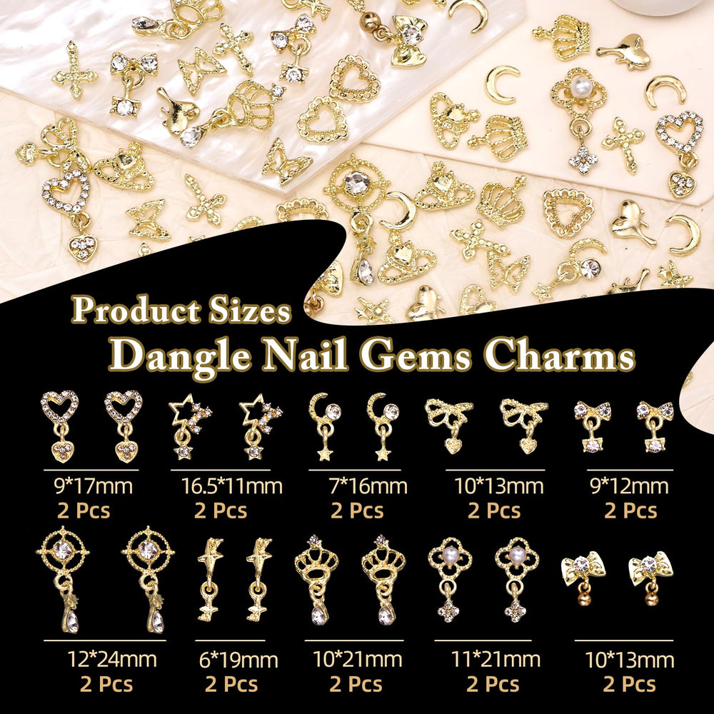 Tatiwoo close-up of dangle star and bow charms highlighting sparkly detail
