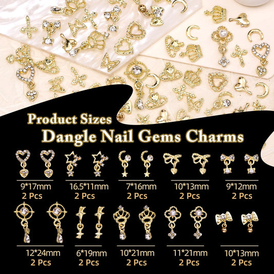 Tatiwoo close-up of dangle star and bow charms highlighting sparkly detail
