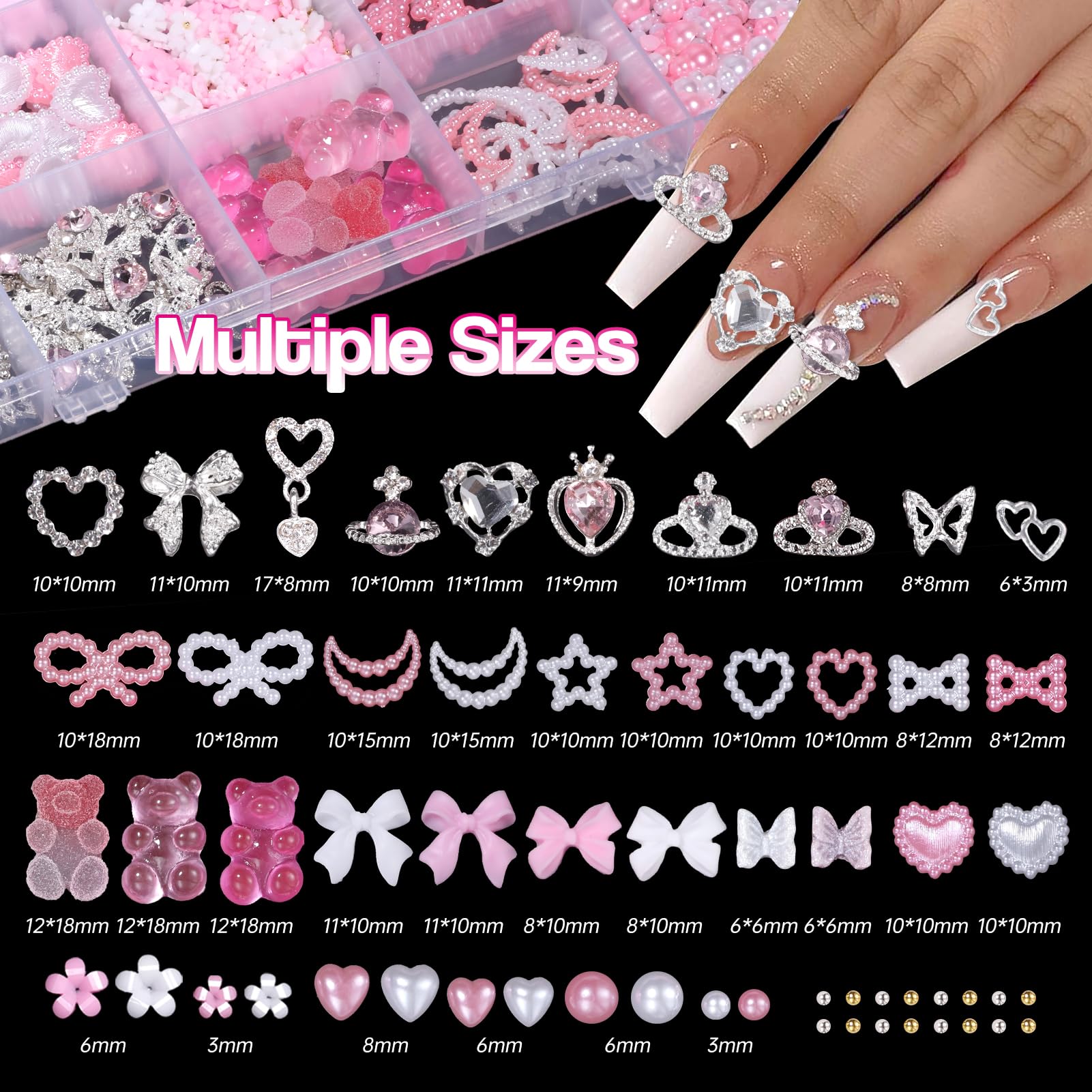 Tatiwoo close-up of pink resin tiny flowers showing texture and 3D detail for realistic nail effects