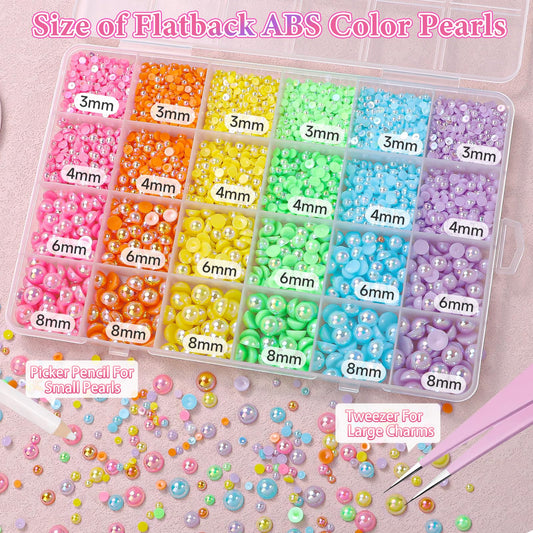 Tatiwoo close-up of mixed pink yellow green blue purple pearls showing vibrant finish