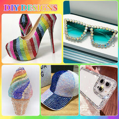 Tatiwoo pink gold and silver rhinestones spread out showing color options for creative designs