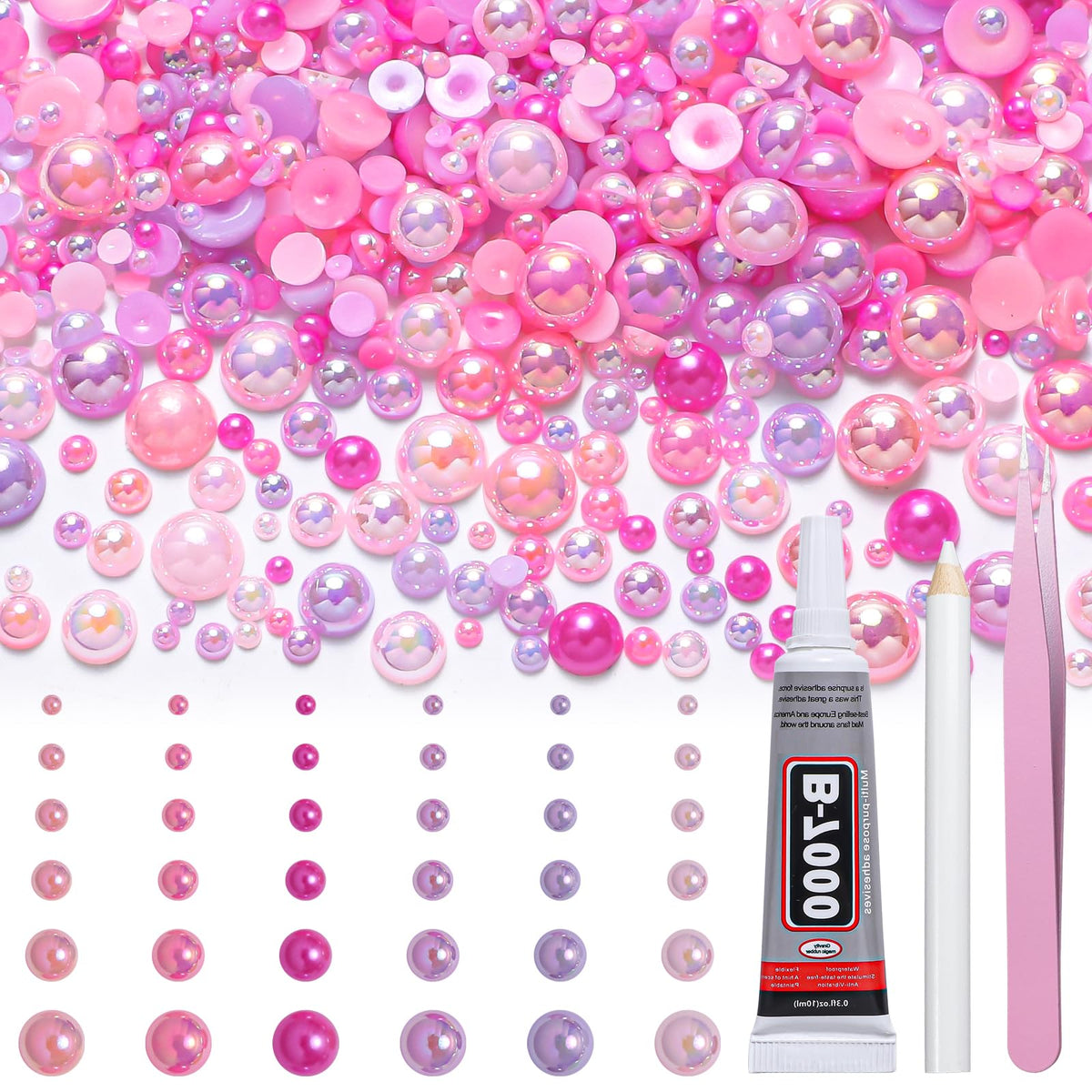 Tatiwoo front package of mixed pink purple pearls showing contents and convenience
