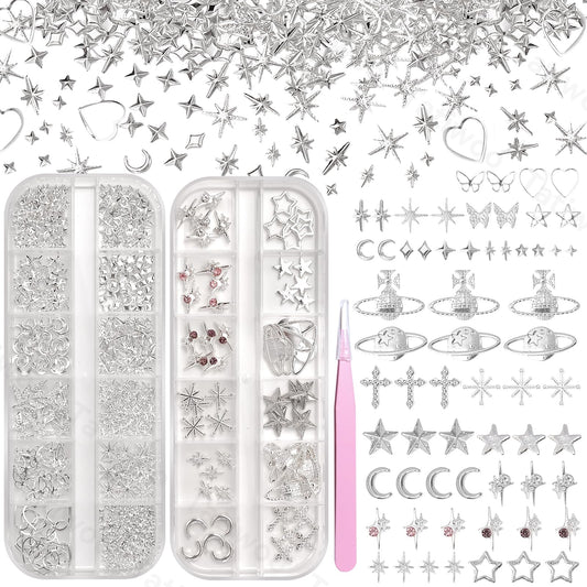 Tatiwoo front packaging showing organized 300-piece silver charm set for easy use