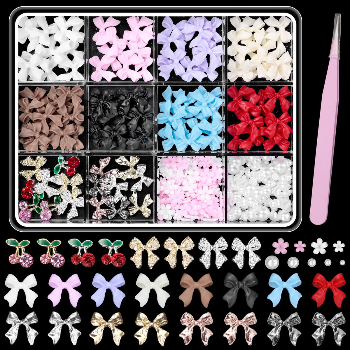 Tatiwoo front packaging grid showing organized charm assortment for easy selection