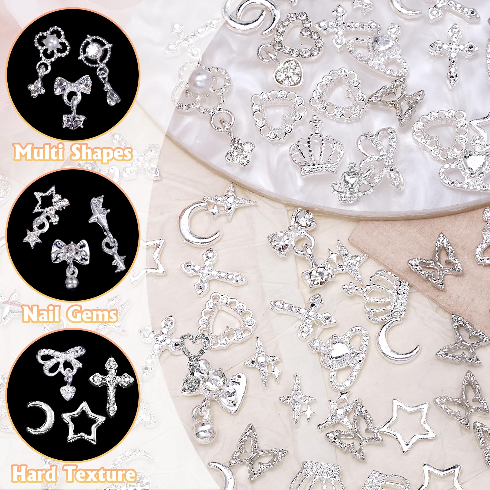Tatiwoo mixed charms spread displaying crowns, hearts, bows, butterflies for design variety