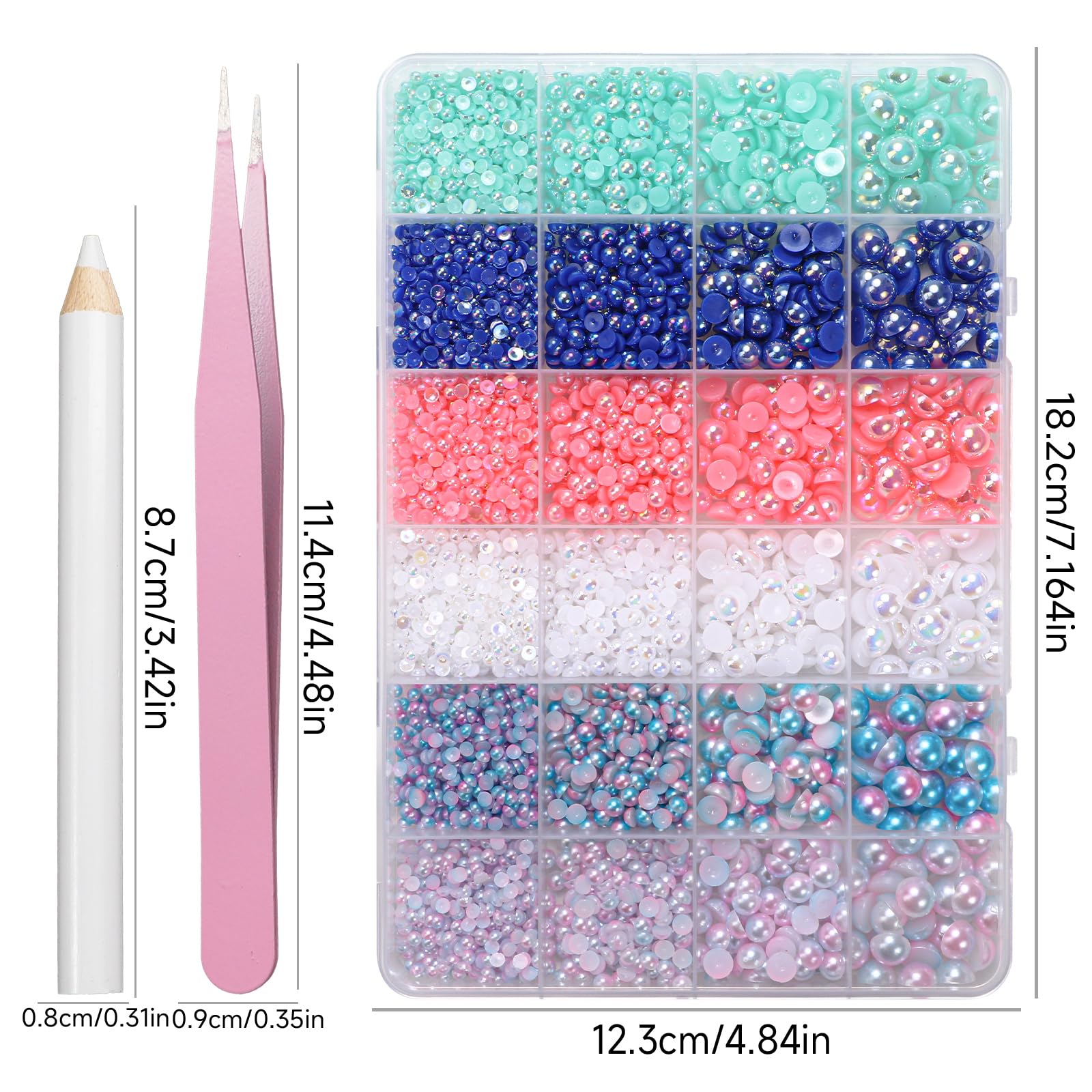 Tatiwoo open 24-grid storage box organizing multi color and size pearls for easy access