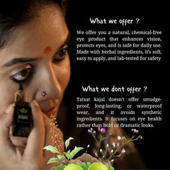 Tatsat kajal applied on eyelid demonstrating clean line and comfortable wear benefit