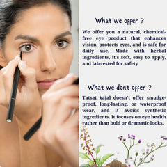 TATSAT kajal applied close-up demonstrating rich black color and subtle nourishment