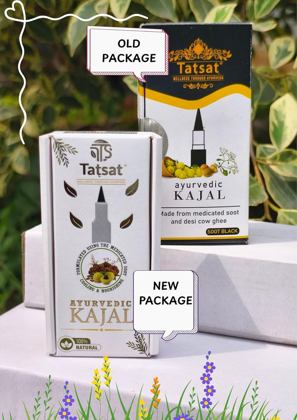 Tatsat kajal next to ruler for size comparison showing travel-friendly convenience benefit