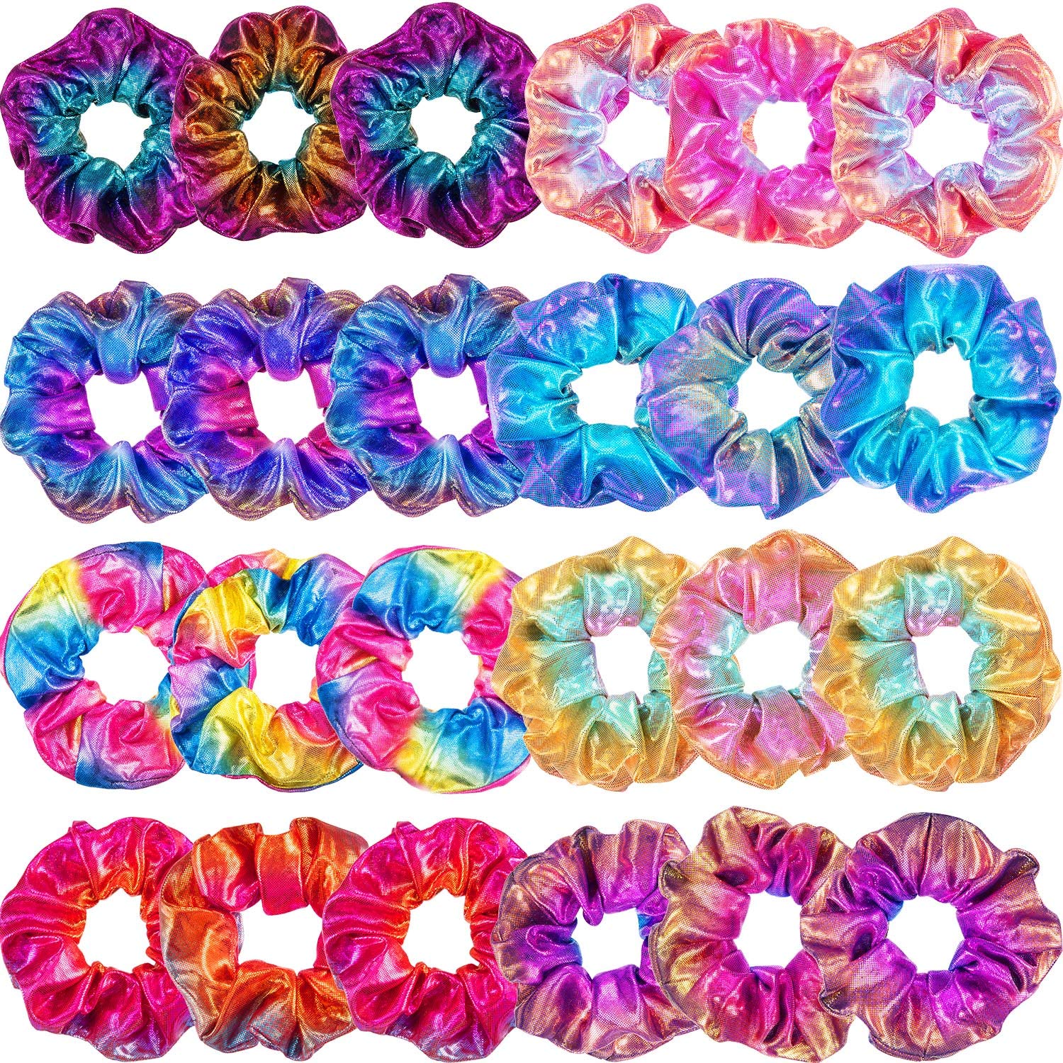 Tatuo front packaging showing 24 rainbow scrunchies, vibrant and organized