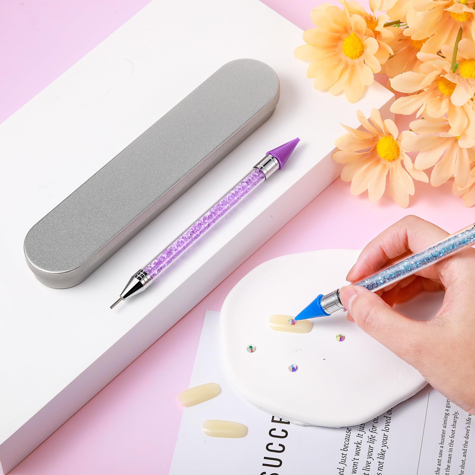 Tatuo pens in a manicure workspace portraying organized tools and time-saving benefit